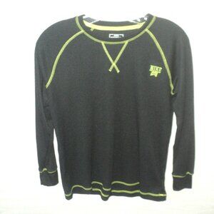 Nike Tee Boy's Size Large T Shirt Black and Lime Green Long Sleeves Thermal